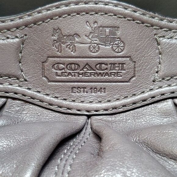 COACH Garnet Turn Lock Purse Satchel in Gray Leather Lavender Purple lining NWOT - Picture 4 of 16